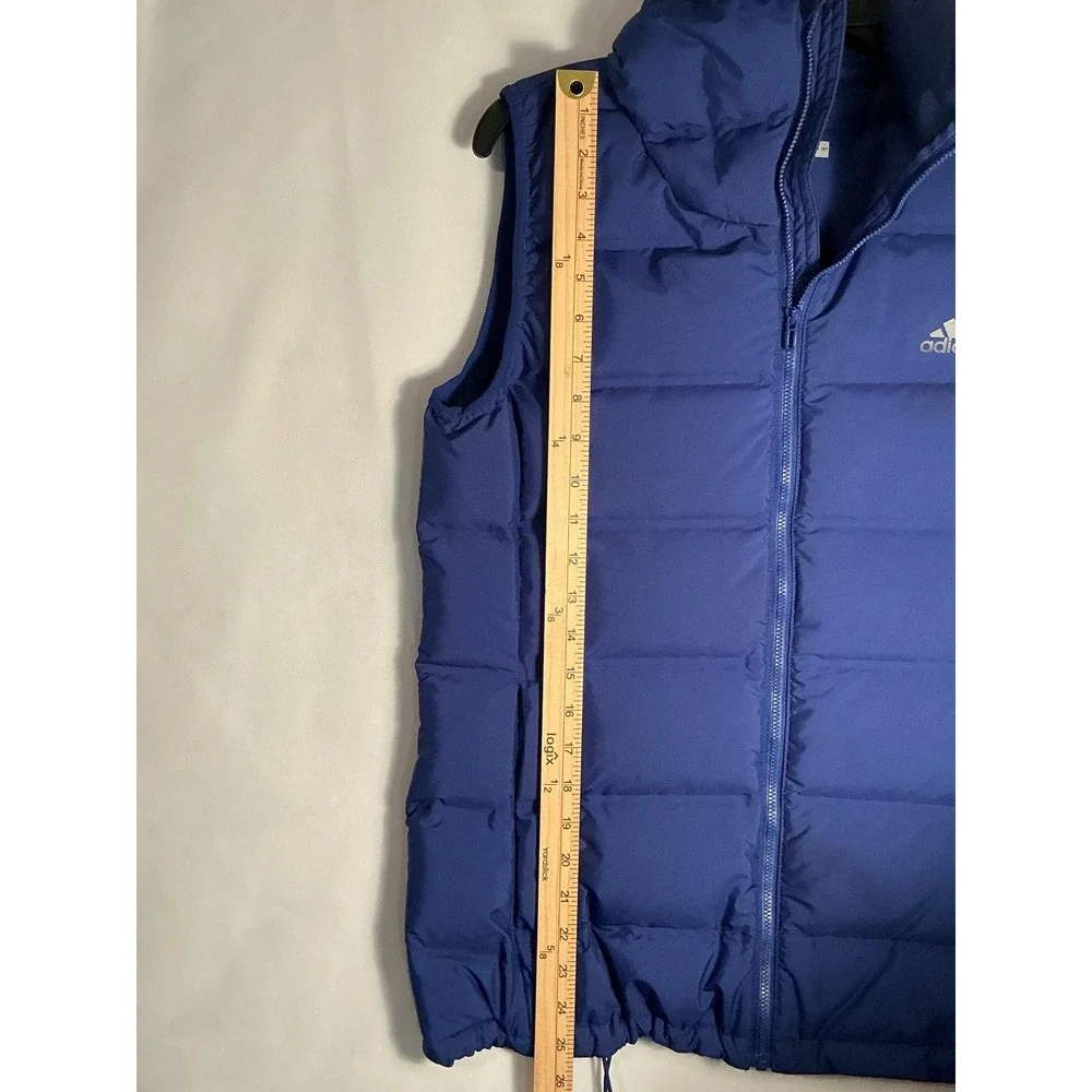 Adidas Hooded Puffer Vest Royal Blue Quilted Full Zip Sleeveless Jacket M‎ - Picture 8 of 14